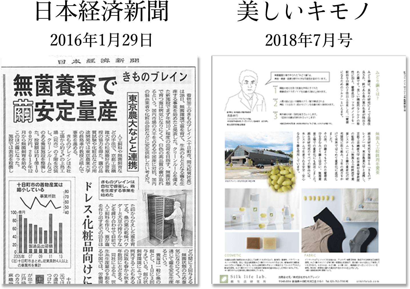 日本経済新聞(2016年1月29日) 美しいキモノ(2018年7月号)